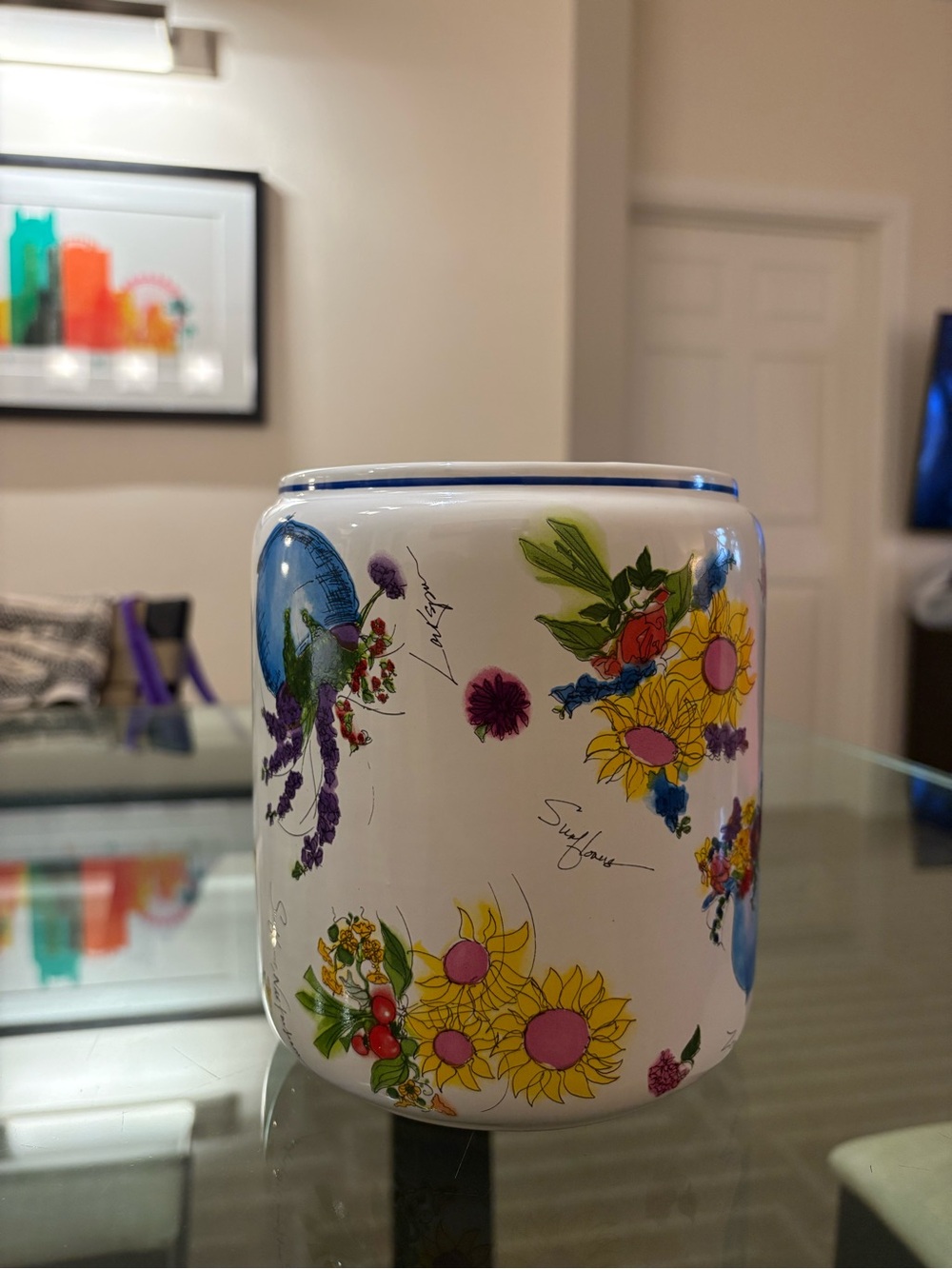 Williams Sonoma Botanical Floral Ceramic Canister made in Portugal